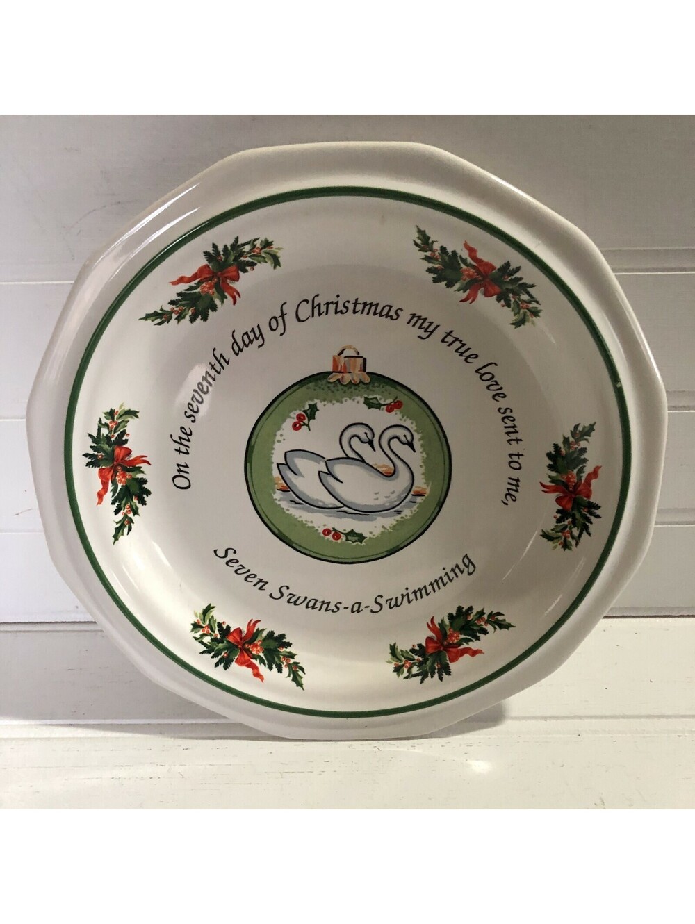 Pfaltzgraff Heritage 12 Days Christmas 8.25" Dessert Plate Seven Swans Swimming